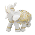 Elephant Statue White Resin Cute Lucky Elephant Sculpture for Entryway Bookshelf Computer Desk Home Decoration M