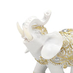 Elephant Statue White Resin Cute Lucky Elephant Sculpture for Entryway Bookshelf Computer Desk Home Decoration M