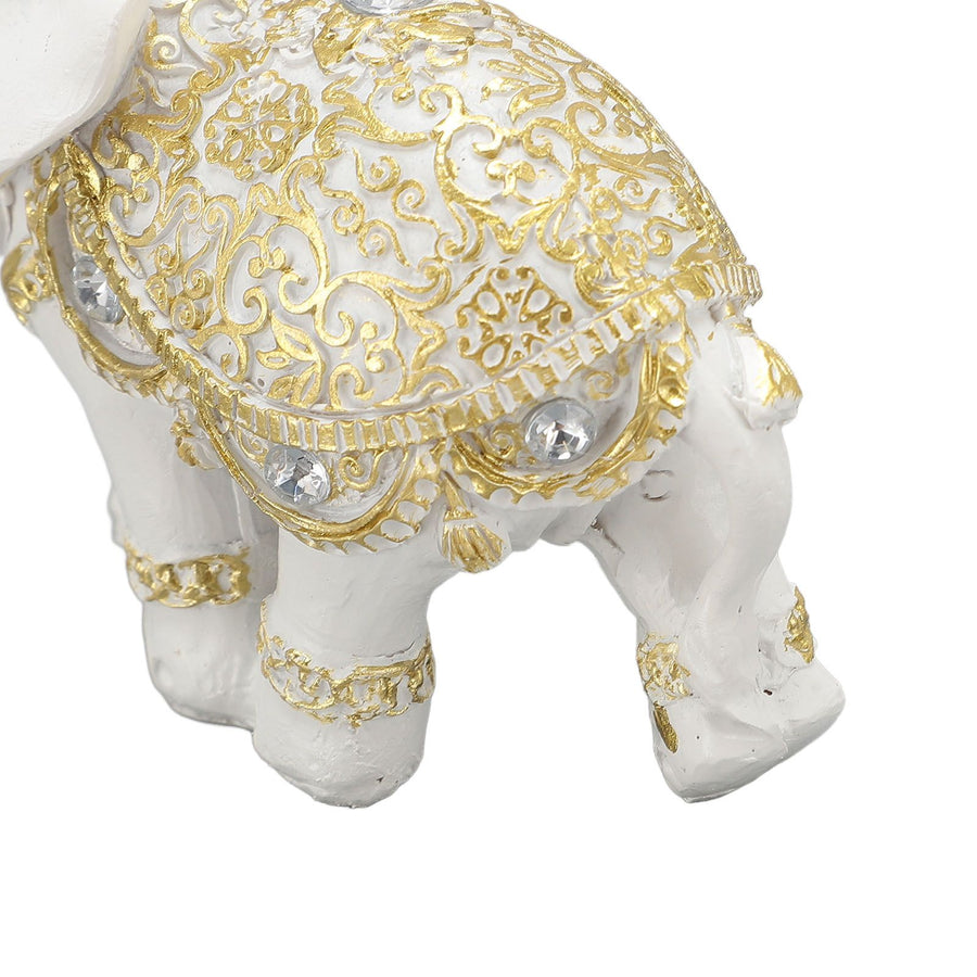 Elephant Statue White Resin Cute Lucky Elephant Sculpture for Entryway Bookshelf Computer Desk Home Decoration S