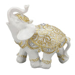 Elephant Statue White Resin Cute Lucky Elephant Sculpture for Entryway Bookshelf Computer Desk Home Decoration S