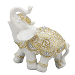 Elephant Statue White Resin Cute Lucky Elephant Sculpture for Entryway Bookshelf Computer Desk Home Decoration S