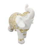 Elephant Statue White Resin Cute Lucky Elephant Sculpture for Entryway Bookshelf Computer Desk Home Decoration S