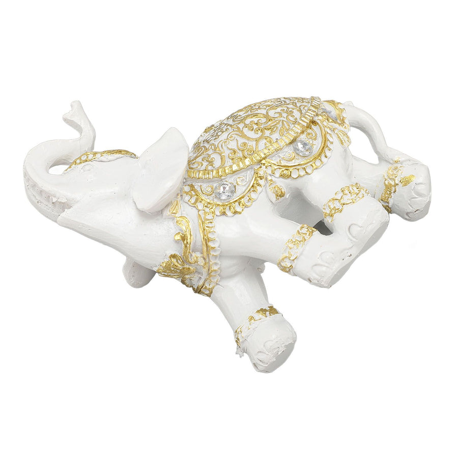 Elephant Statue White Resin Cute Lucky Elephant Sculpture for Entryway Bookshelf Computer Desk Home Decoration S
