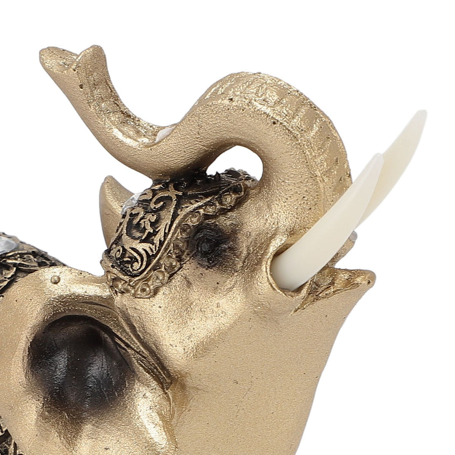 Elephant Statue Gold Good Luck Wealth Resin Elephant Sculpture for TV Cabinet Entryway Home Decoration L