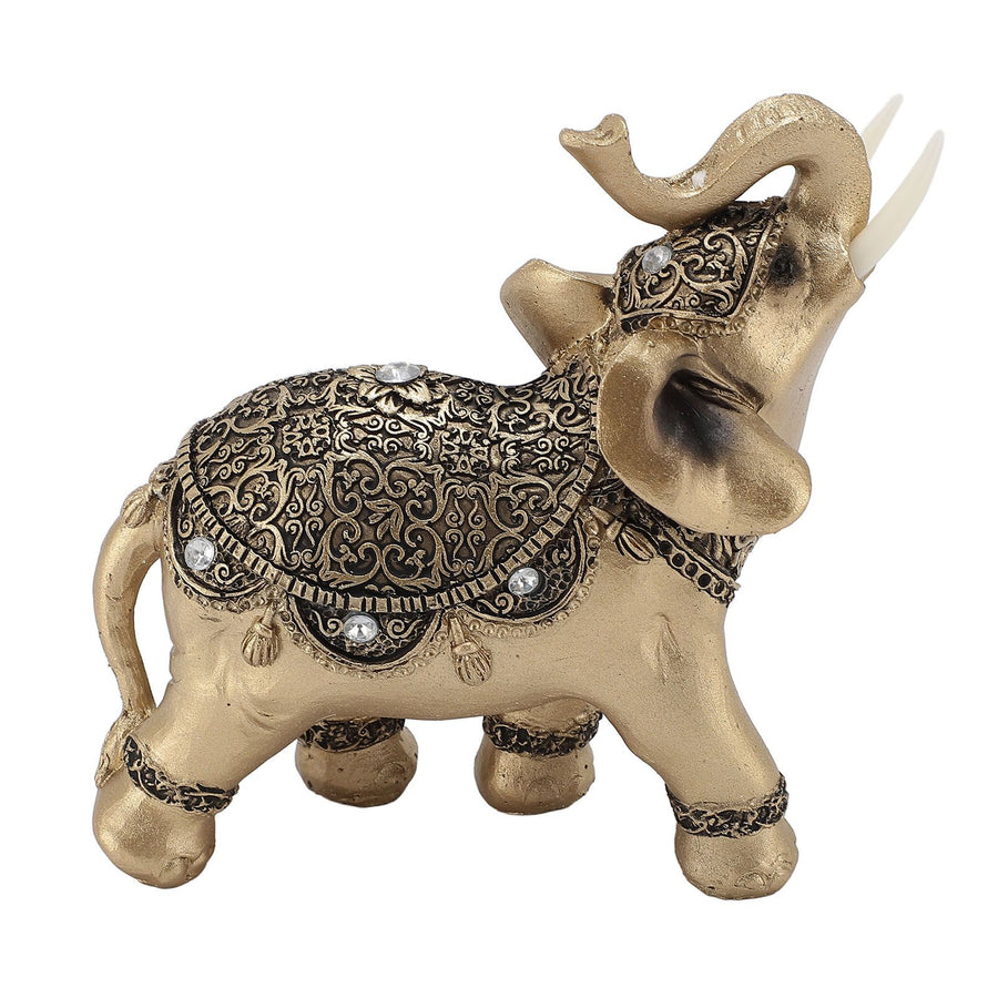 Elephant Statue Gold Good Luck Wealth Resin Elephant Sculpture for TV Cabinet Entryway Home Decoration L