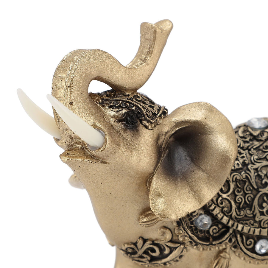 Elephant Statue Gold Good Luck Wealth Resin Elephant Sculpture for TV Cabinet Entryway Home Decoration L