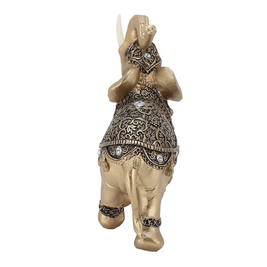 Elephant Statue Gold Good Luck Wealth Resin Elephant Sculpture for TV Cabinet Entryway Home Decoration L