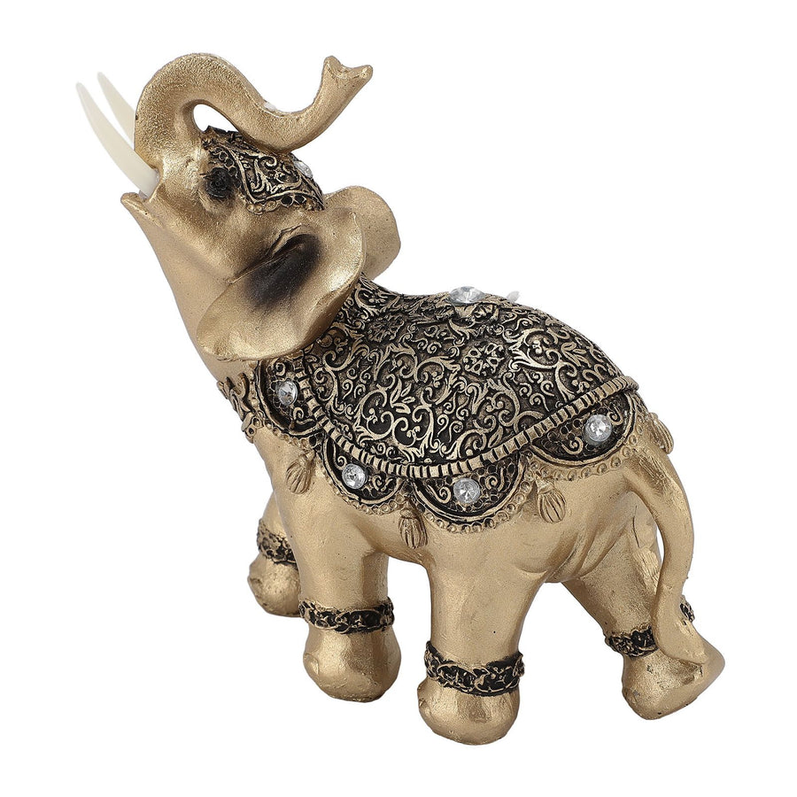 Elephant Statue Gold Good Luck Wealth Resin Elephant Sculpture for TV Cabinet Entryway Home Decoration L