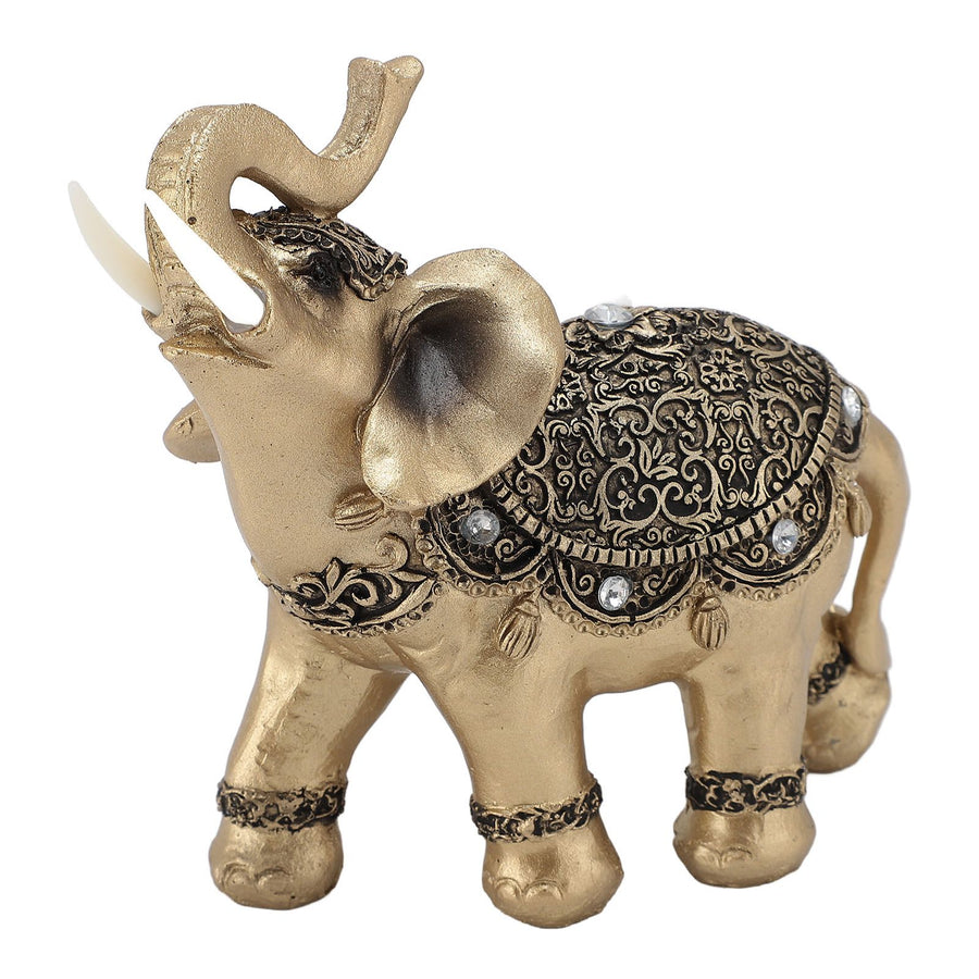 Elephant Statue Gold Good Luck Wealth Resin Elephant Sculpture for TV Cabinet Entryway Home Decoration L