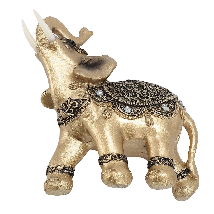Elephant Statue Gold Good Luck Wealth Resin Elephant Sculpture for TV Cabinet Entryway Home Decoration L
