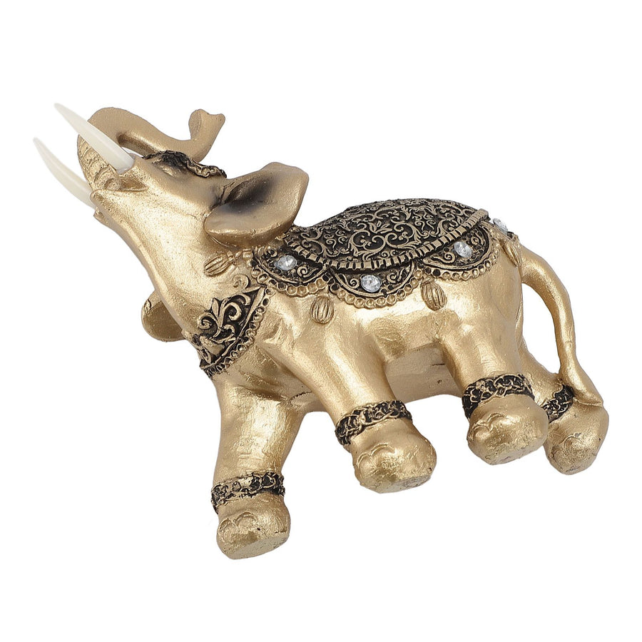 Elephant Statue Gold Good Luck Wealth Resin Elephant Sculpture for TV Cabinet Entryway Home Decoration L