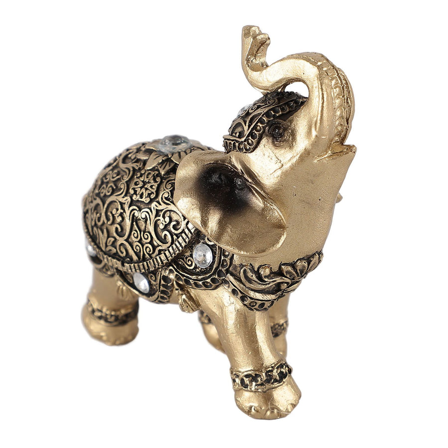 Elephant Statue Gold Good Luck Wealth Resin Elephant Sculpture for TV Cabinet Entryway Home Decoration S