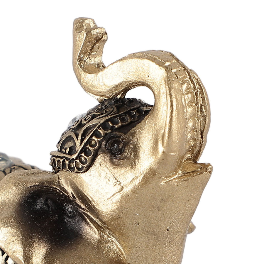 Elephant Statue Gold Good Luck Wealth Resin Elephant Sculpture for TV Cabinet Entryway Home Decoration S
