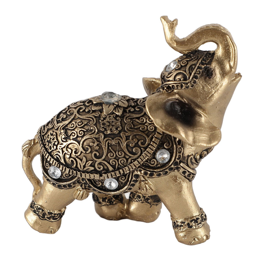 Elephant Statue Gold Good Luck Wealth Resin Elephant Sculpture for TV Cabinet Entryway Home Decoration S