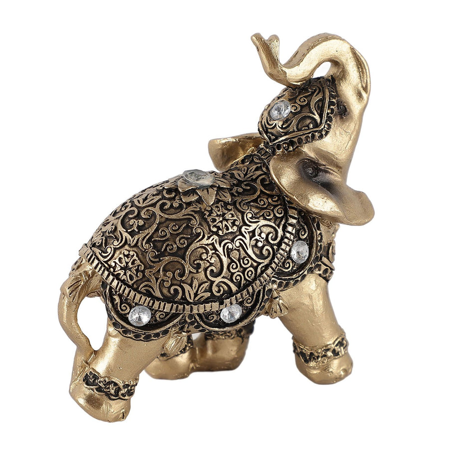 Elephant Statue Gold Good Luck Wealth Resin Elephant Sculpture for TV Cabinet Entryway Home Decoration S