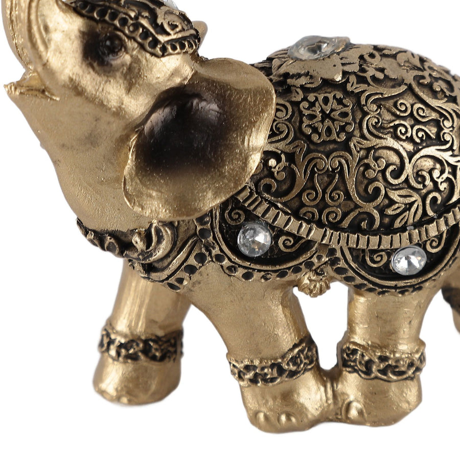 Elephant Statue Gold Good Luck Wealth Resin Elephant Sculpture for TV Cabinet Entryway Home Decoration S