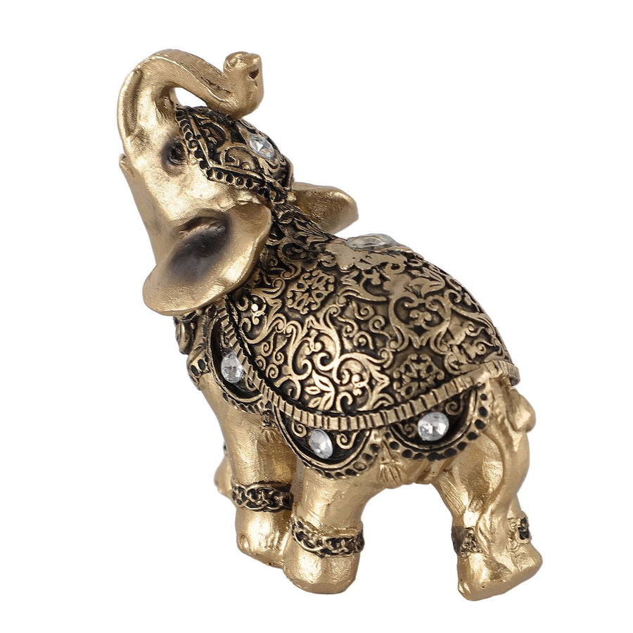 Elephant Statue Gold Good Luck Wealth Resin Elephant Sculpture for TV Cabinet Entryway Home Decoration S