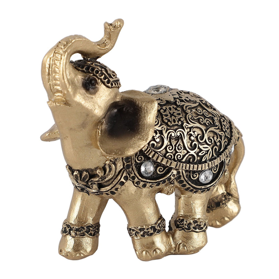 Elephant Statue Gold Good Luck Wealth Resin Elephant Sculpture for TV Cabinet Entryway Home Decoration S