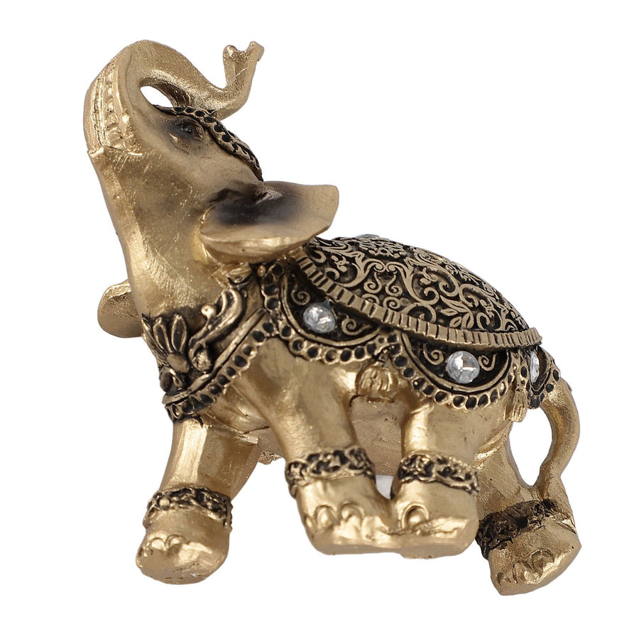 Elephant Statue Gold Good Luck Wealth Resin Elephant Sculpture for TV Cabinet Entryway Home Decoration S