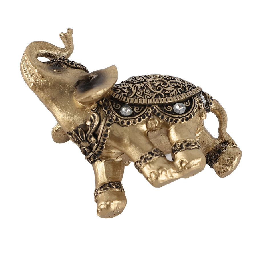 Elephant Statue Gold Good Luck Wealth Resin Elephant Sculpture for TV Cabinet Entryway Home Decoration S