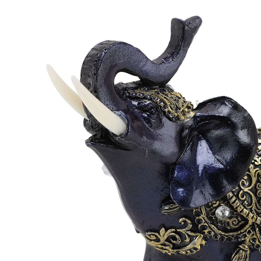 Elephant Figurine Resin Feng Shui Wealth Lucky Elephant Statue Decorative Ornament for Home Housewarming Gift Blue L