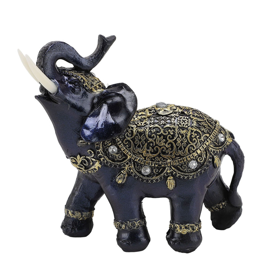 Elephant Figurine Resin Feng Shui Wealth Lucky Elephant Statue Decorative Ornament for Home Housewarming Gift Blue L