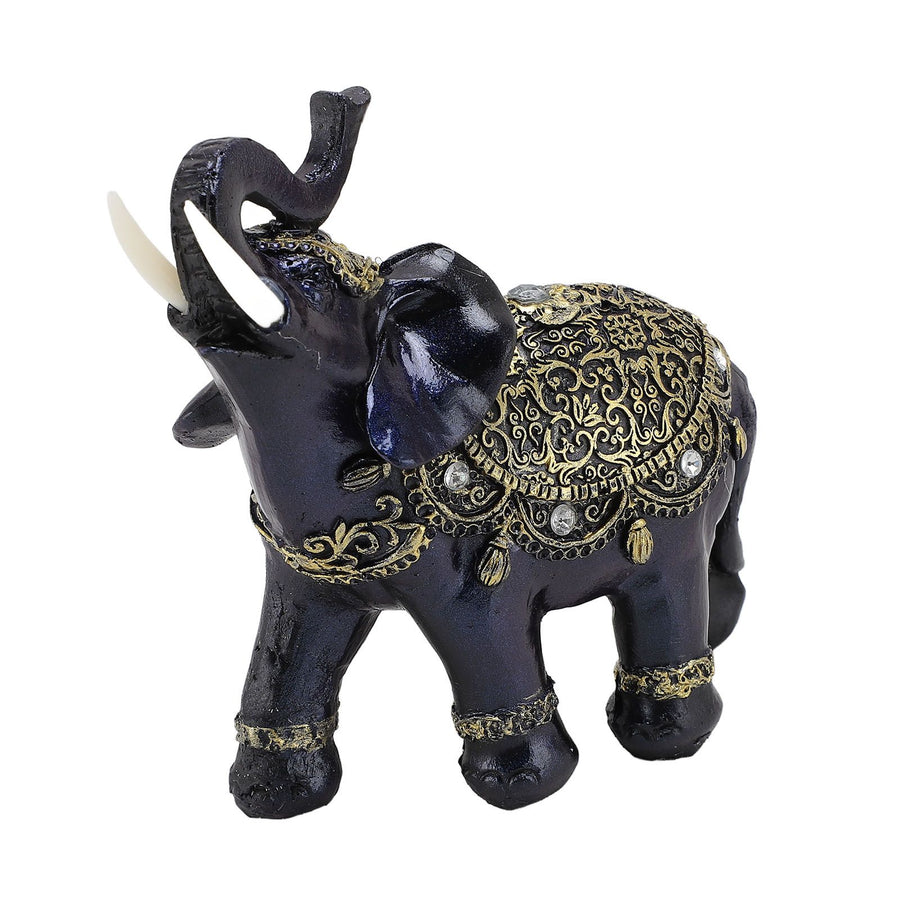 Elephant Figurine Resin Feng Shui Wealth Lucky Elephant Statue Decorative Ornament for Home Housewarming Gift Blue L