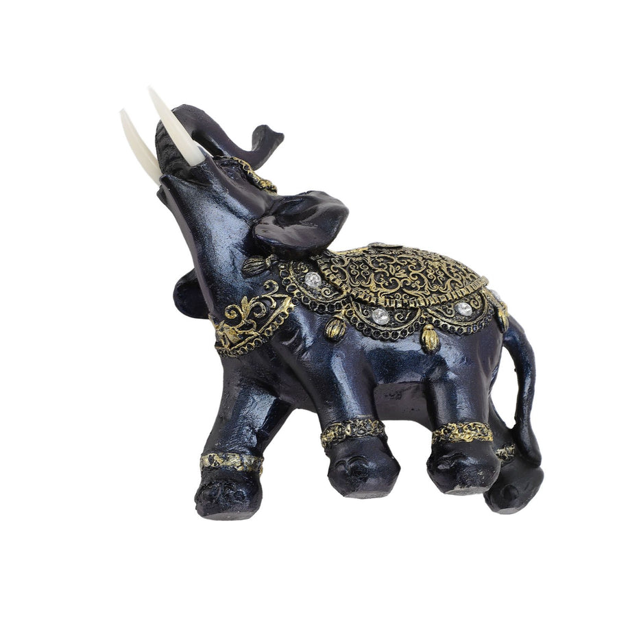 Elephant Figurine Resin Feng Shui Wealth Lucky Elephant Statue Decorative Ornament for Home Housewarming Gift Blue L