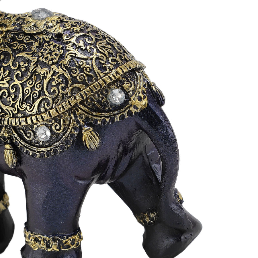Elephant Figurine Resin Feng Shui Wealth Lucky Elephant Statue Decorative Ornament for Home Housewarming Gift Blue L