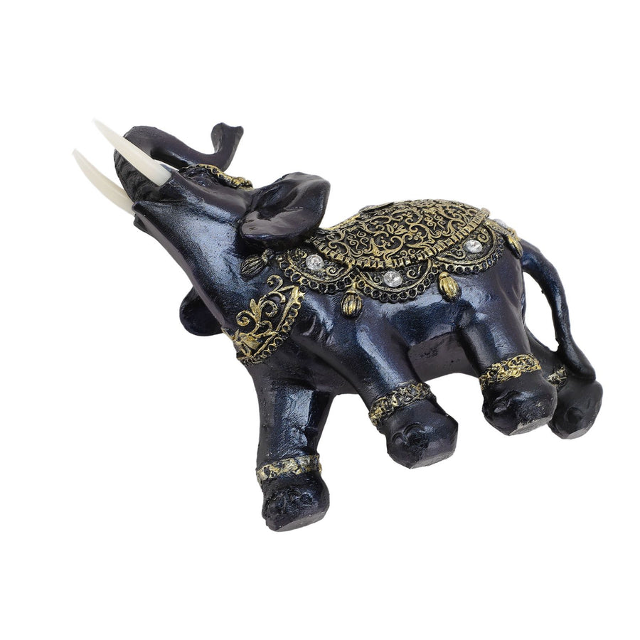 Elephant Figurine Resin Feng Shui Wealth Lucky Elephant Statue Decorative Ornament for Home Housewarming Gift Blue L