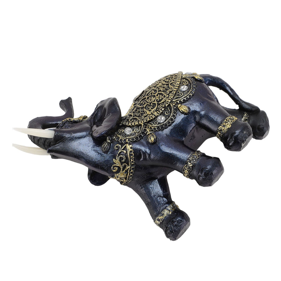 Elephant Figurine Resin Feng Shui Wealth Lucky Elephant Statue Decorative Ornament for Home Housewarming Gift Blue L