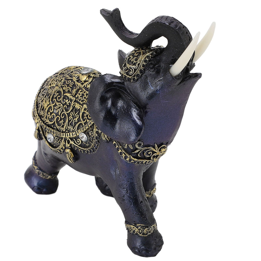 Elephant Figurine Resin Feng Shui Wealth Lucky Elephant Statue Decorative Ornament for Home Housewarming Gift Blue L