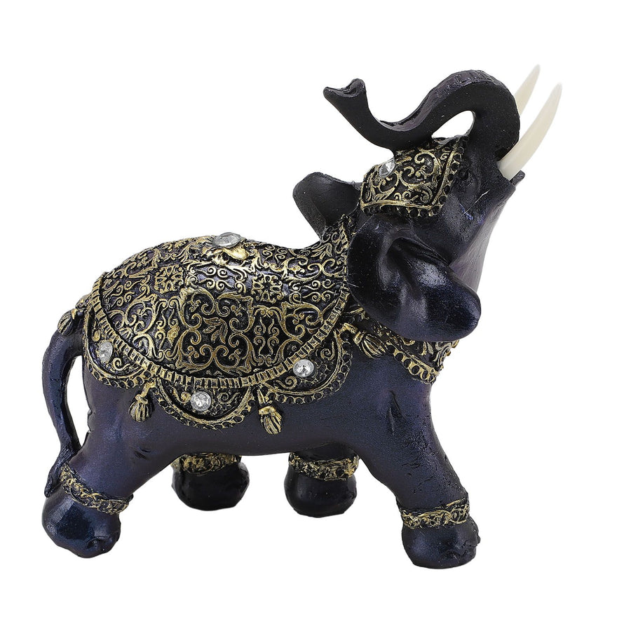 Elephant Figurine Resin Feng Shui Wealth Lucky Elephant Statue Decorative Ornament for Home Housewarming Gift Blue L
