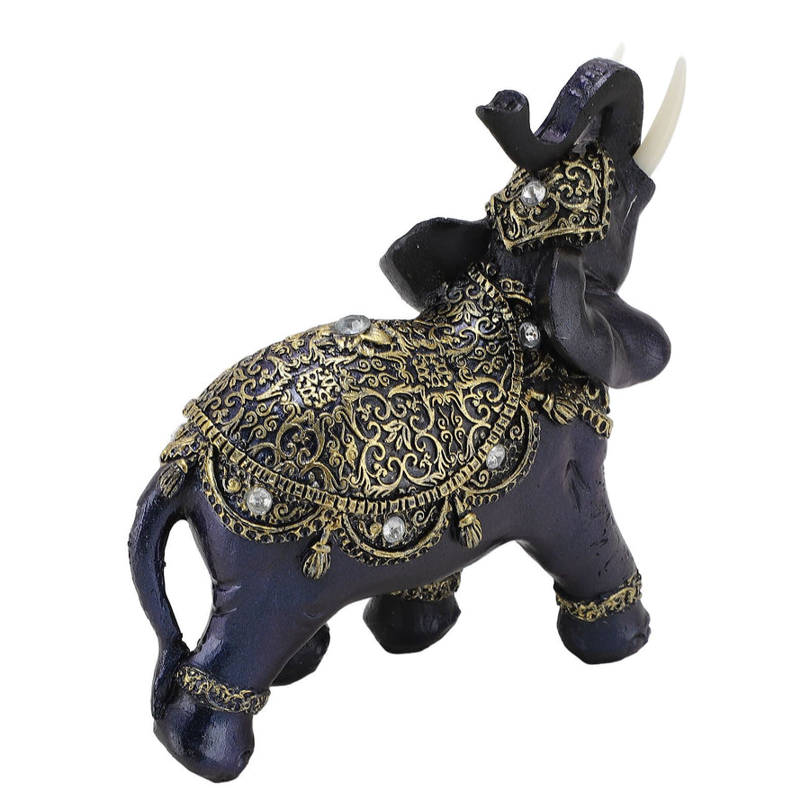 Elephant Figurine Resin Feng Shui Wealth Lucky Elephant Statue Decorative Ornament for Home Housewarming Gift Blue L