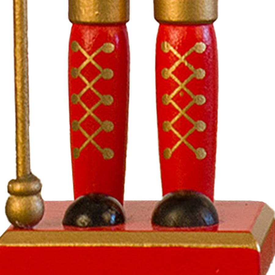 Nutcracker Figurine Exquisite Xmas Themed Wooden Nutcracker Ornament for Wine Cabinet Desk Red King