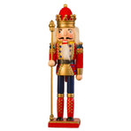 Nutcracker Figurine Exquisite Xmas Themed Wooden Nutcracker Ornament for Wine Cabinet Desk Red King