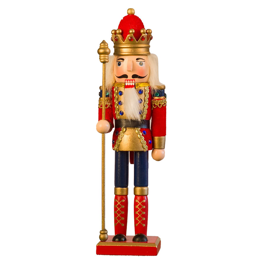 Nutcracker Figurine Exquisite Xmas Themed Wooden Nutcracker Ornament for Wine Cabinet Desk Red King