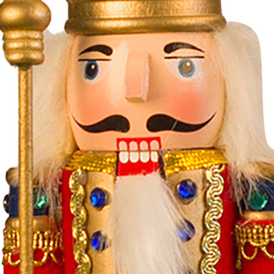 Nutcracker Figurine Exquisite Xmas Themed Wooden Nutcracker Ornament for Wine Cabinet Desk Red King