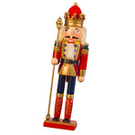 Nutcracker Figurine Exquisite Xmas Themed Wooden Nutcracker Ornament for Wine Cabinet Desk Red King