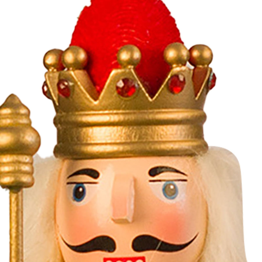 Nutcracker Figurine Exquisite Xmas Themed Wooden Nutcracker Ornament for Wine Cabinet Desk Red King