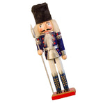 Nutcracker Figurine Exquisite Xmas Themed Wooden Nutcracker Ornament for Wine Cabinet Desk Blue Soldier with An Axe
