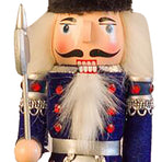 Nutcracker Figurine Exquisite Xmas Themed Wooden Nutcracker Ornament for Wine Cabinet Desk Blue Soldier with An Axe