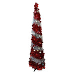 Retractable Xmas Tree Small Foldable PVC Holiday Decoration Supplies Red White 150x33cm