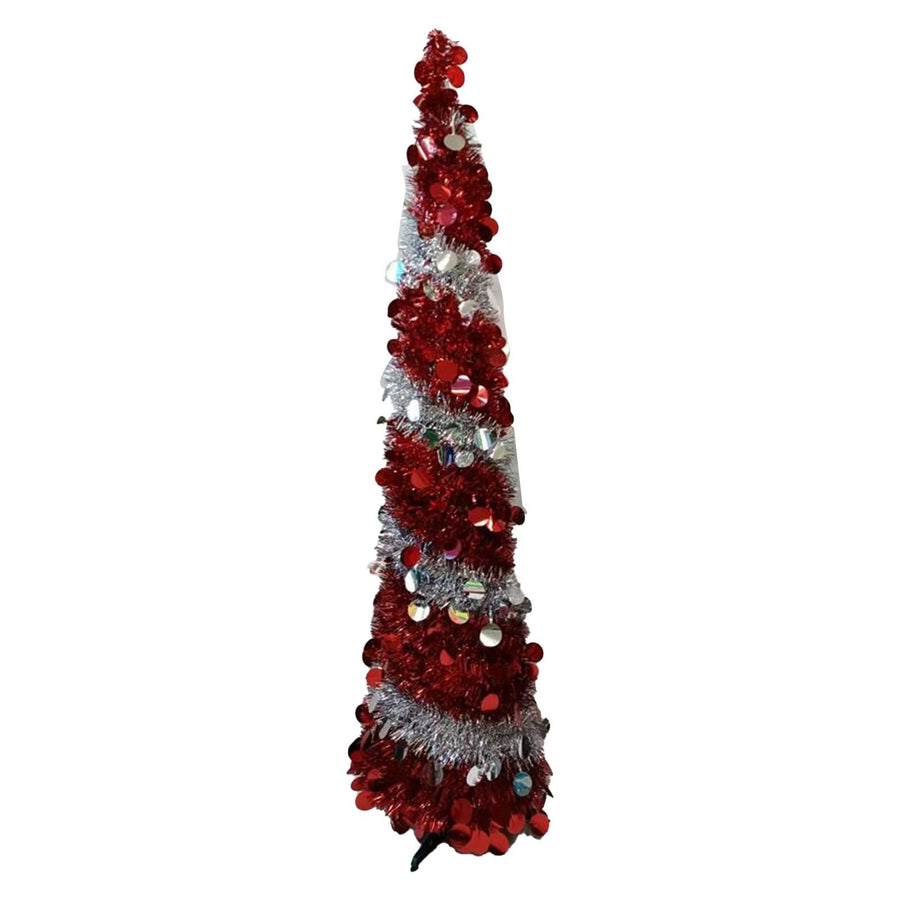 Retractable Xmas Tree Small Foldable PVC Holiday Decoration Supplies Red White 150x33cm