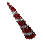 Retractable Xmas Tree Small Foldable PVC Holiday Decoration Supplies Red White 150x33cm