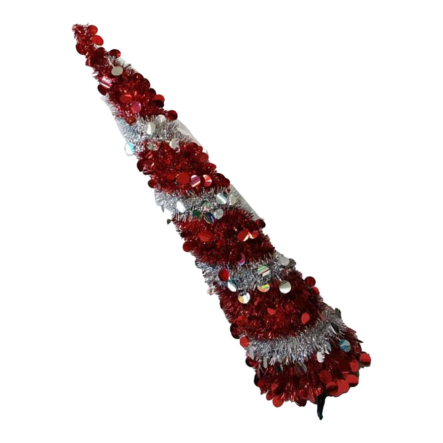 Retractable Xmas Tree Small Foldable PVC Holiday Decoration Supplies Red White 150x33cm