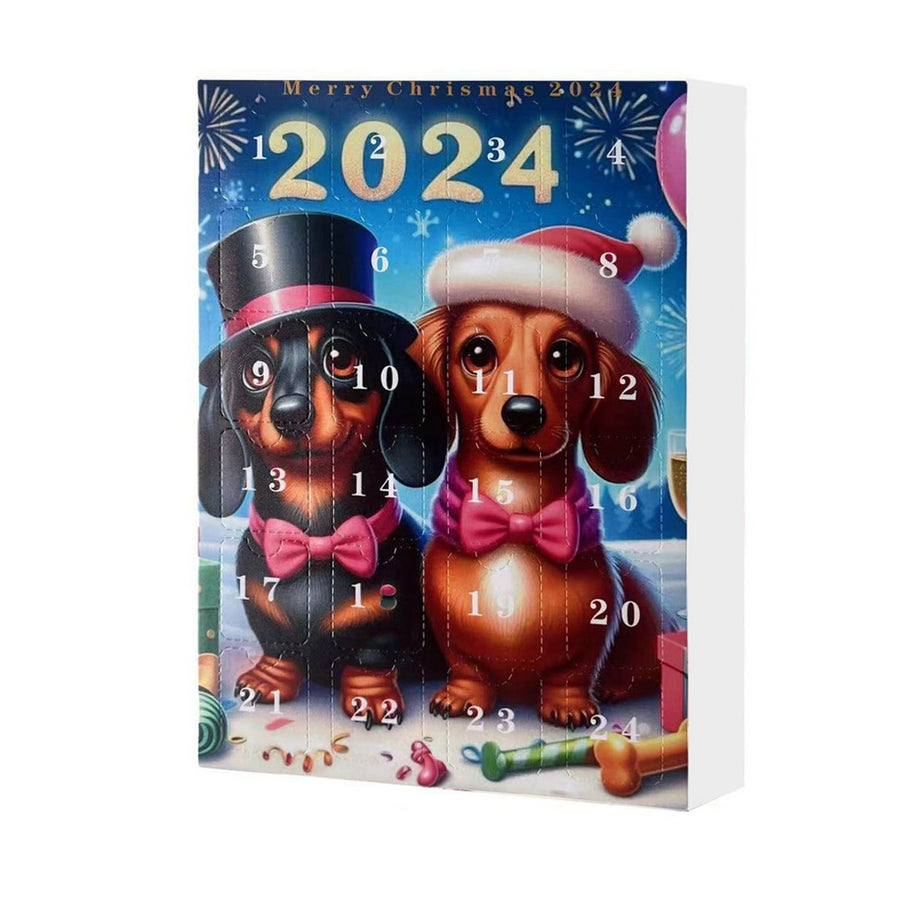Vacation Advent Calendar Cute Dachshund Pendant 24 Days Xmas Countdown Calendar for Present Type C