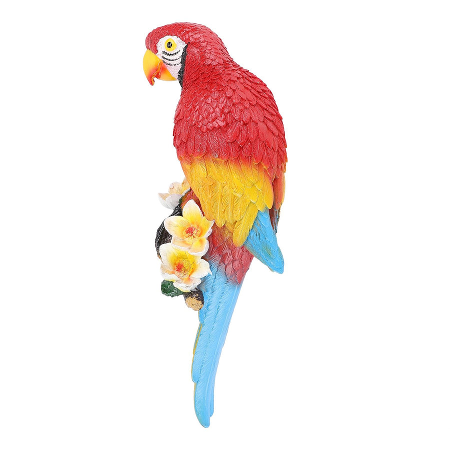 Parrot Sculpture Decoration Indoor Outdoor Resin Macaw Statue Figurine Garden Art Right Red