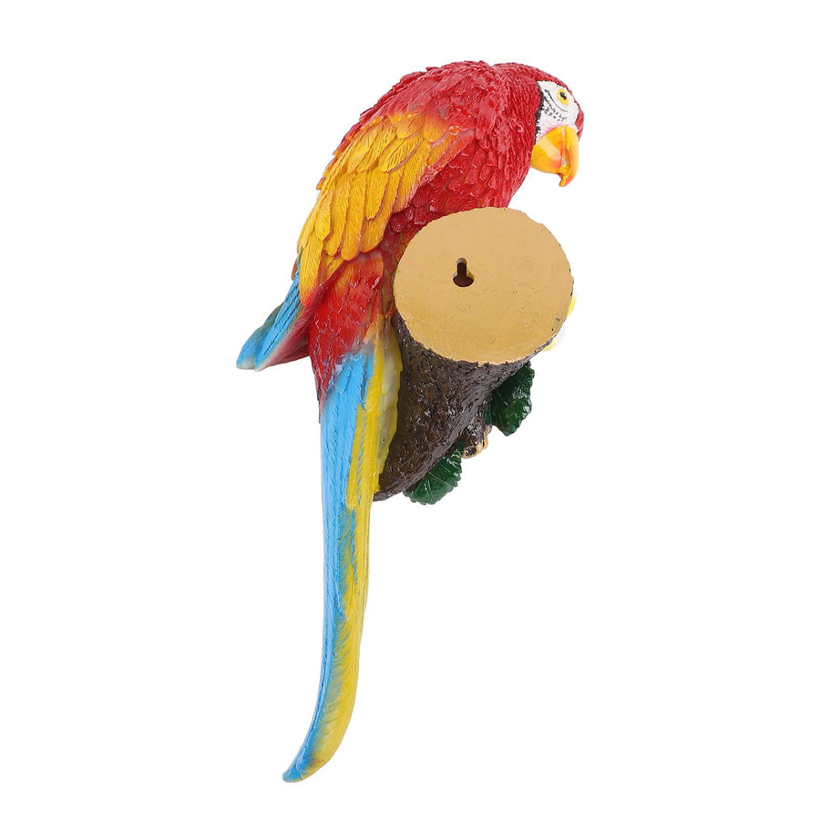 Parrot Sculpture Decoration Indoor Outdoor Resin Macaw Statue Figurine Garden Art Right Red