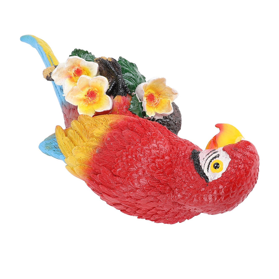 Parrot Sculpture Decoration Indoor Outdoor Resin Macaw Statue Figurine Garden Art Right Red
